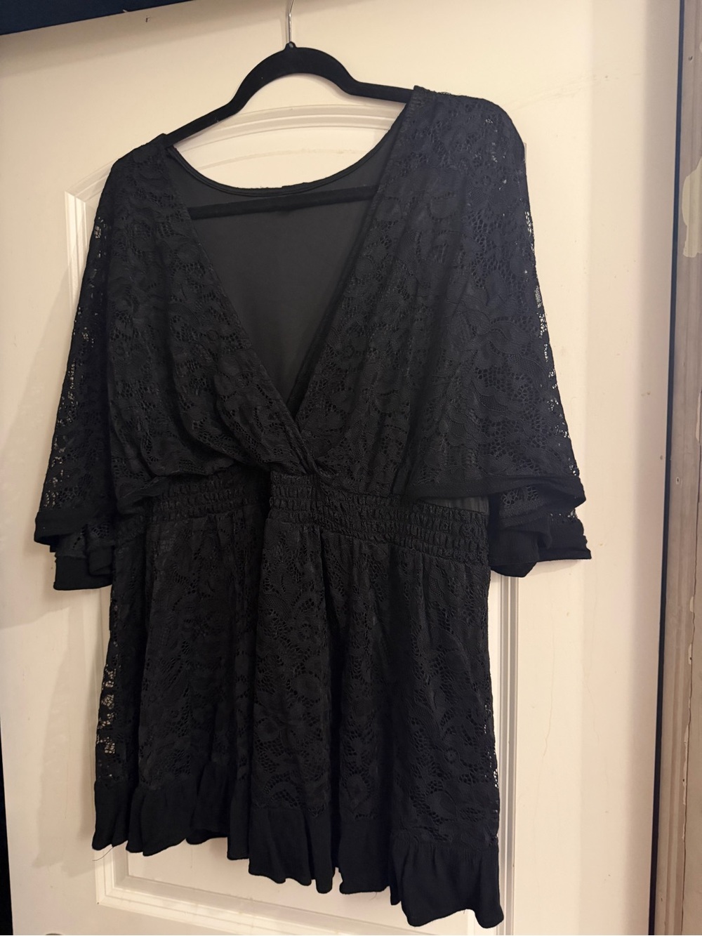 Black Lace V-Neck Women's Shirt